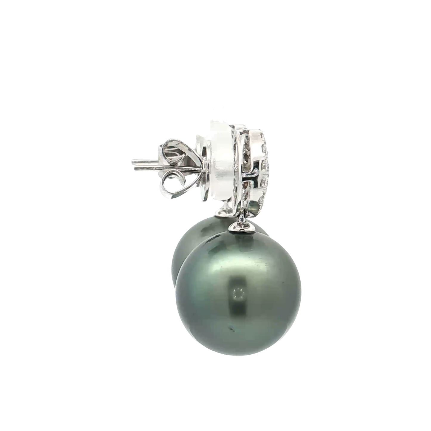 White Gold Pearl & Diamond Earrings