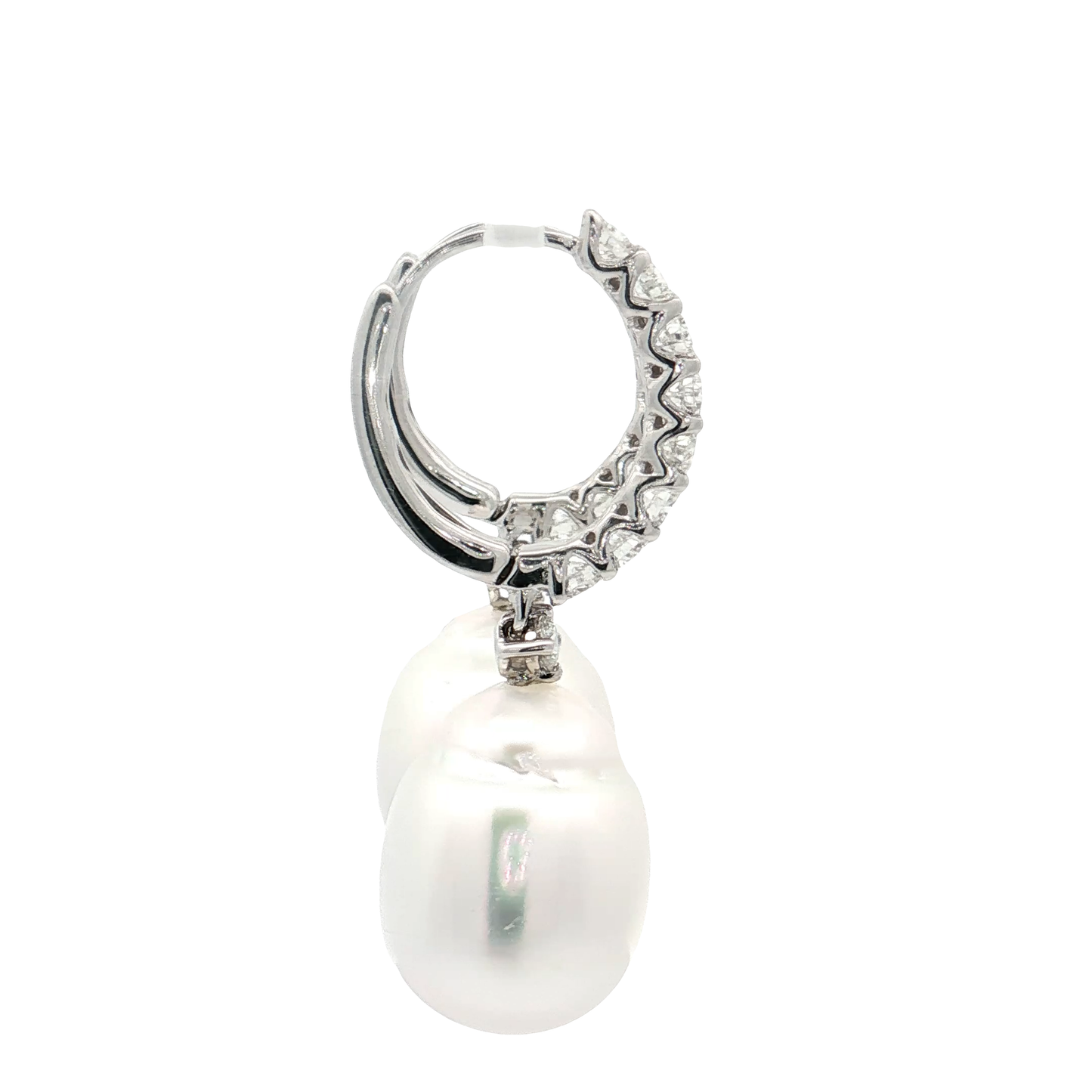 White Gold Pearl & Diamond Earrings