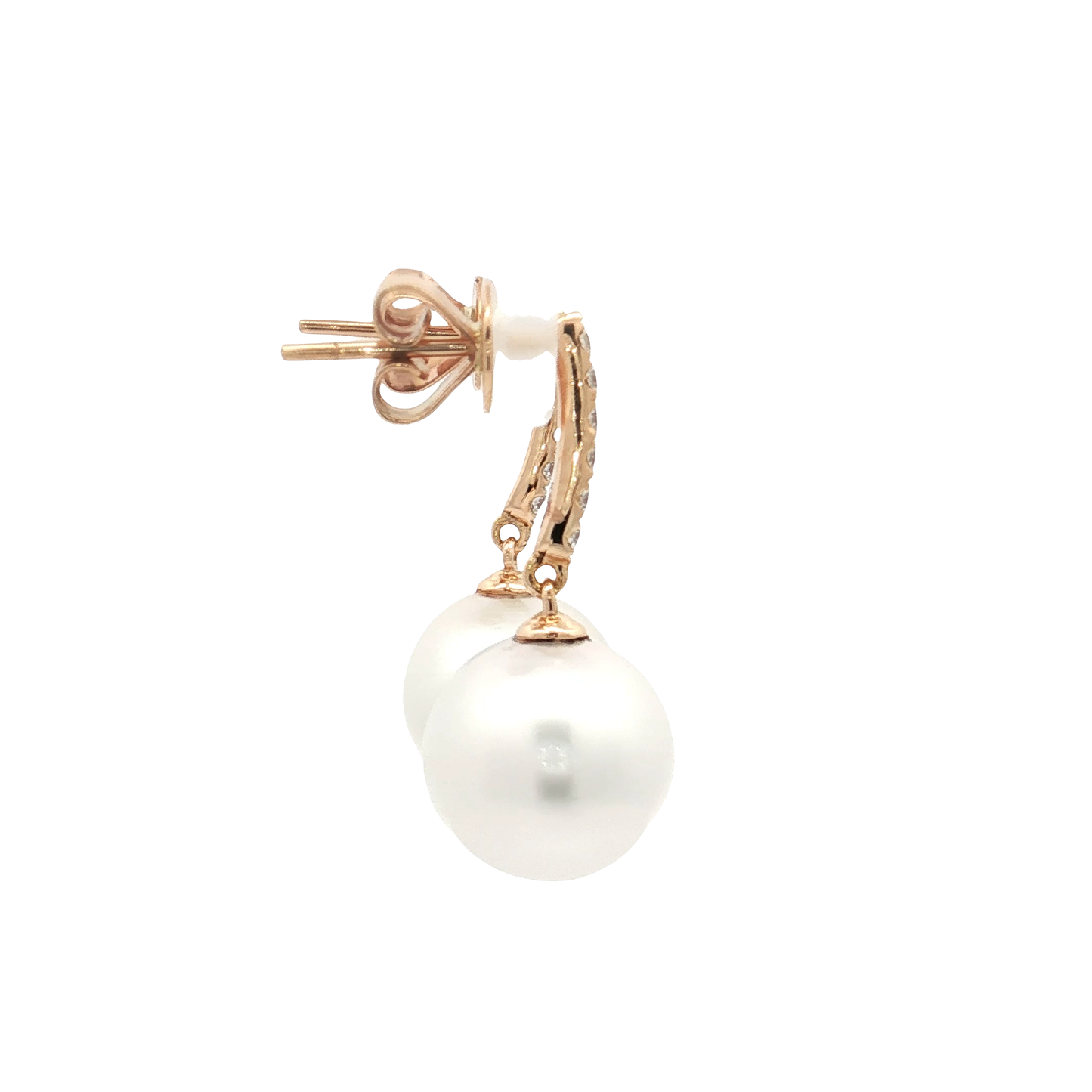 Rose Gold Pearl & Diamond Earrings
