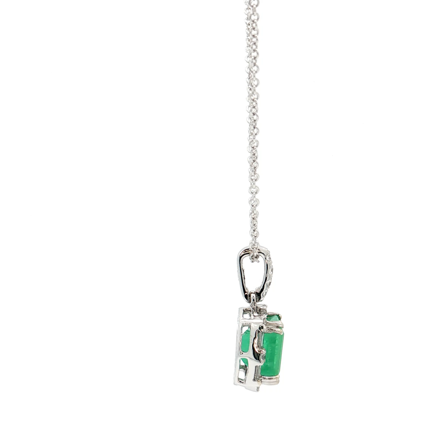 White Gold Emerald & Diamond Necklace