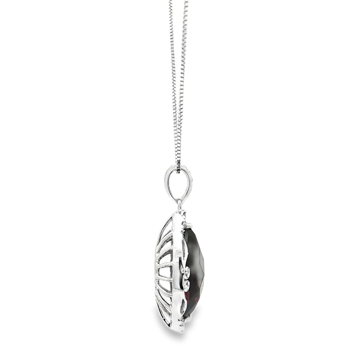 White Gold Garnet & Diamond Necklace