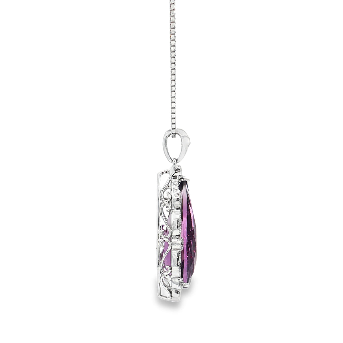 White Gold Amethyst & Diamond Necklace