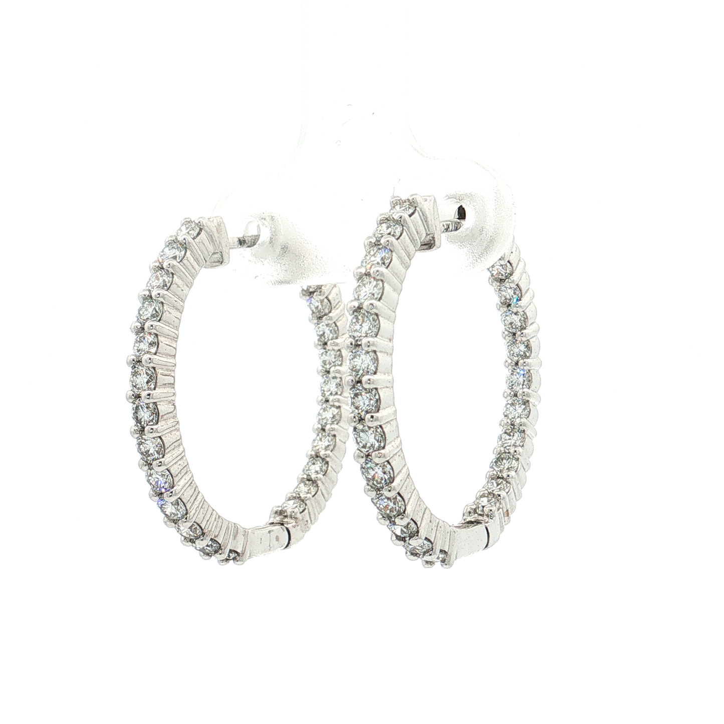 White Gold Lab-Diamond Hoop Earrings