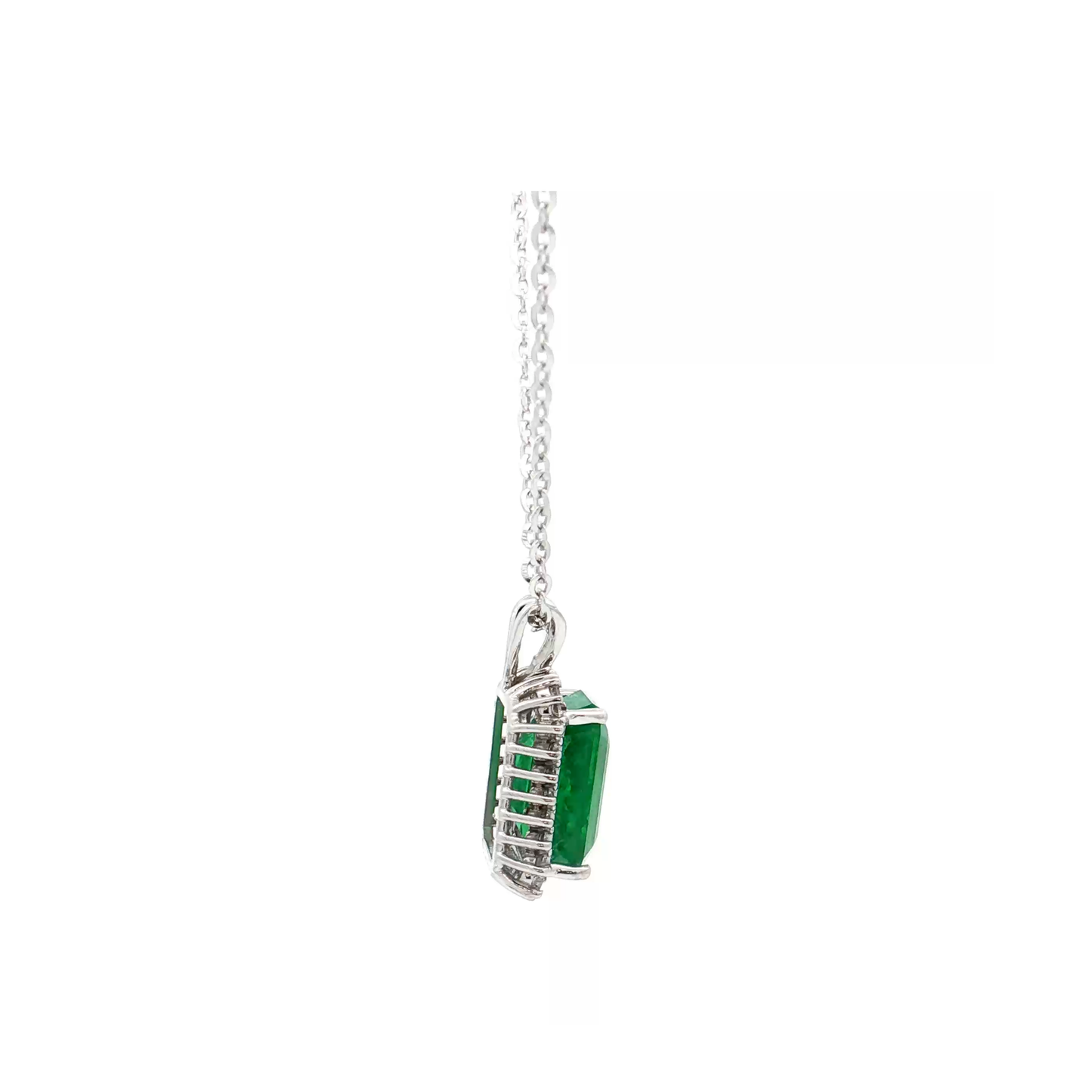 White Gold Emerald & Diamond Necklace