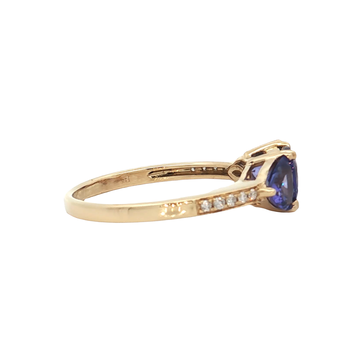 Yellow Gold Tanzanite & Diamond Ring