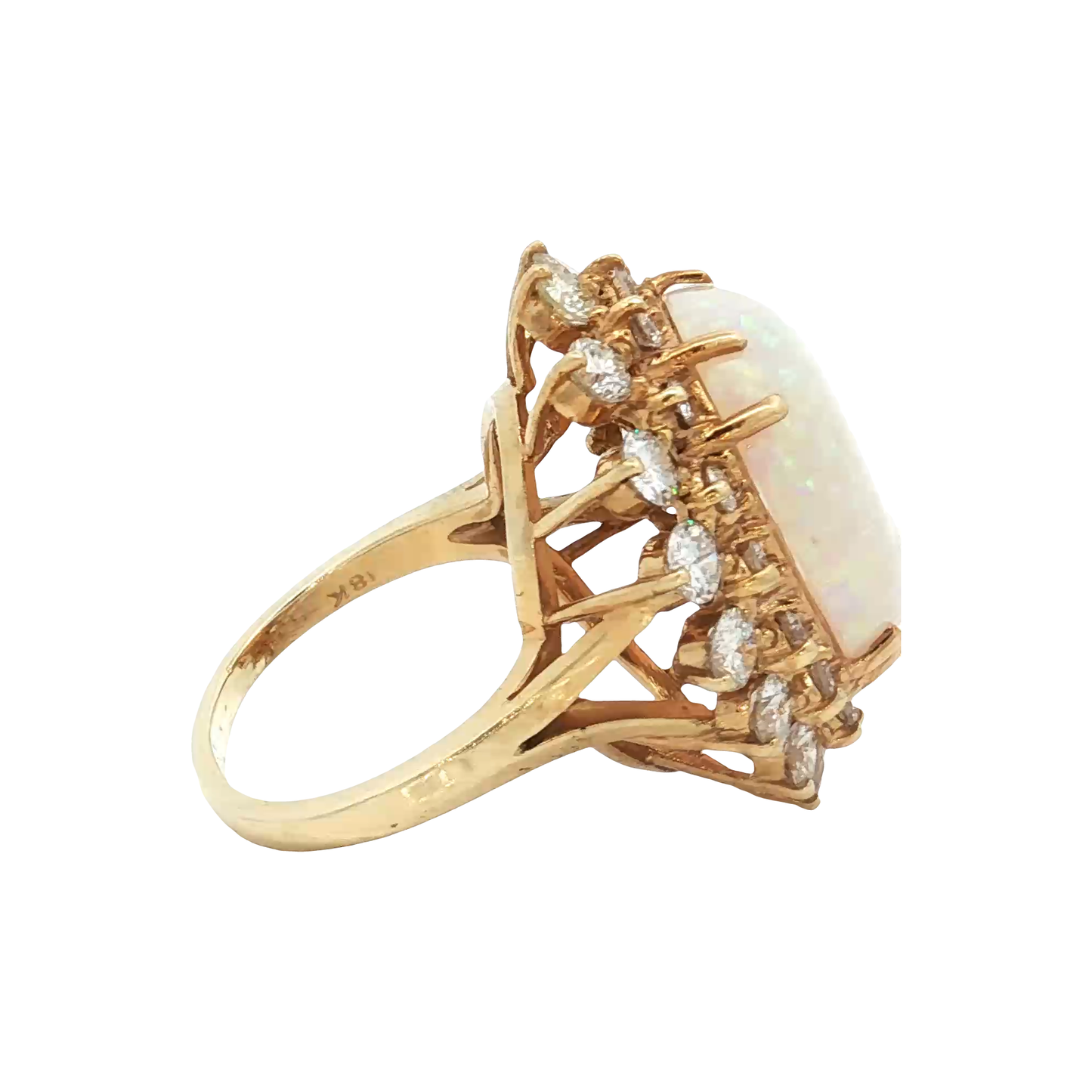 Yellow Gold Opal & Diamond Ring