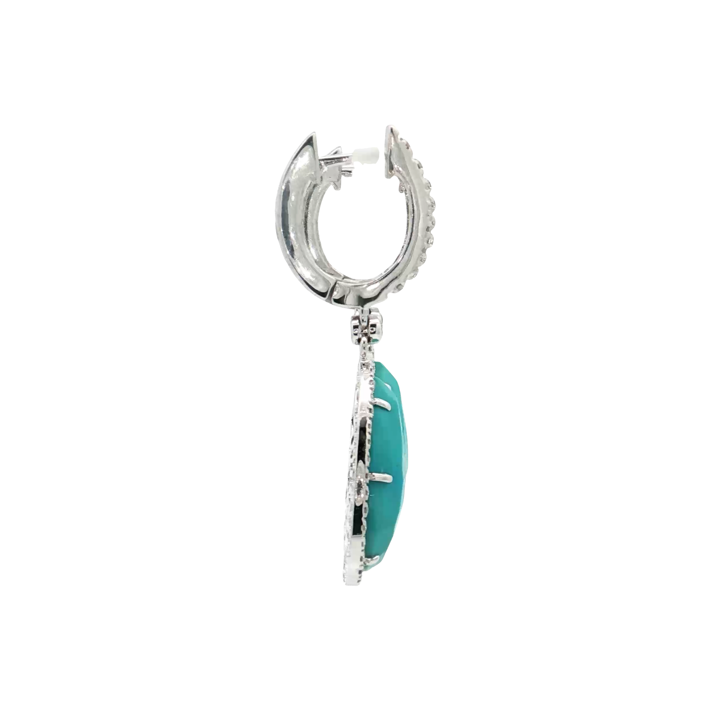 White Gold Turquoise & Diamond Earrings