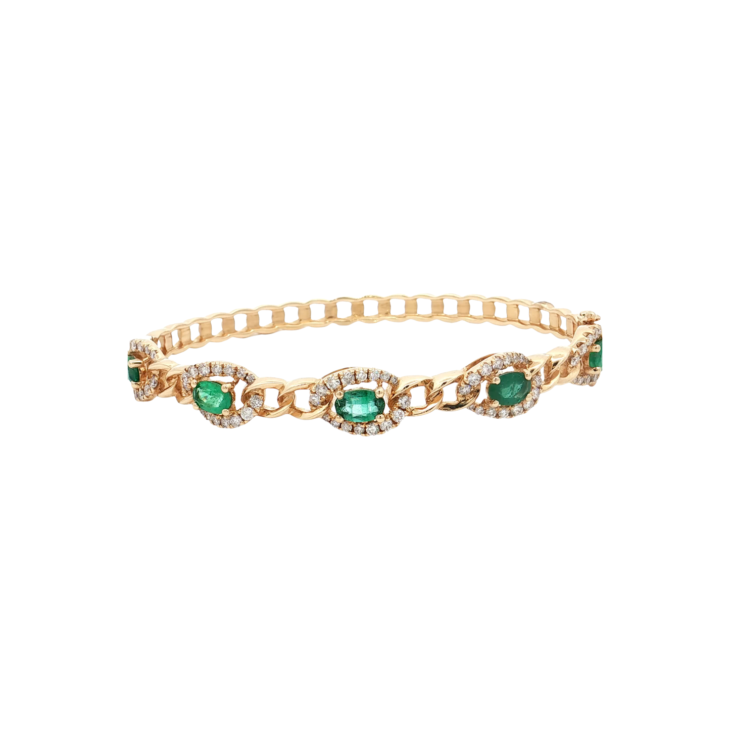 Yellow Gold Emerald & Diamond Bangle