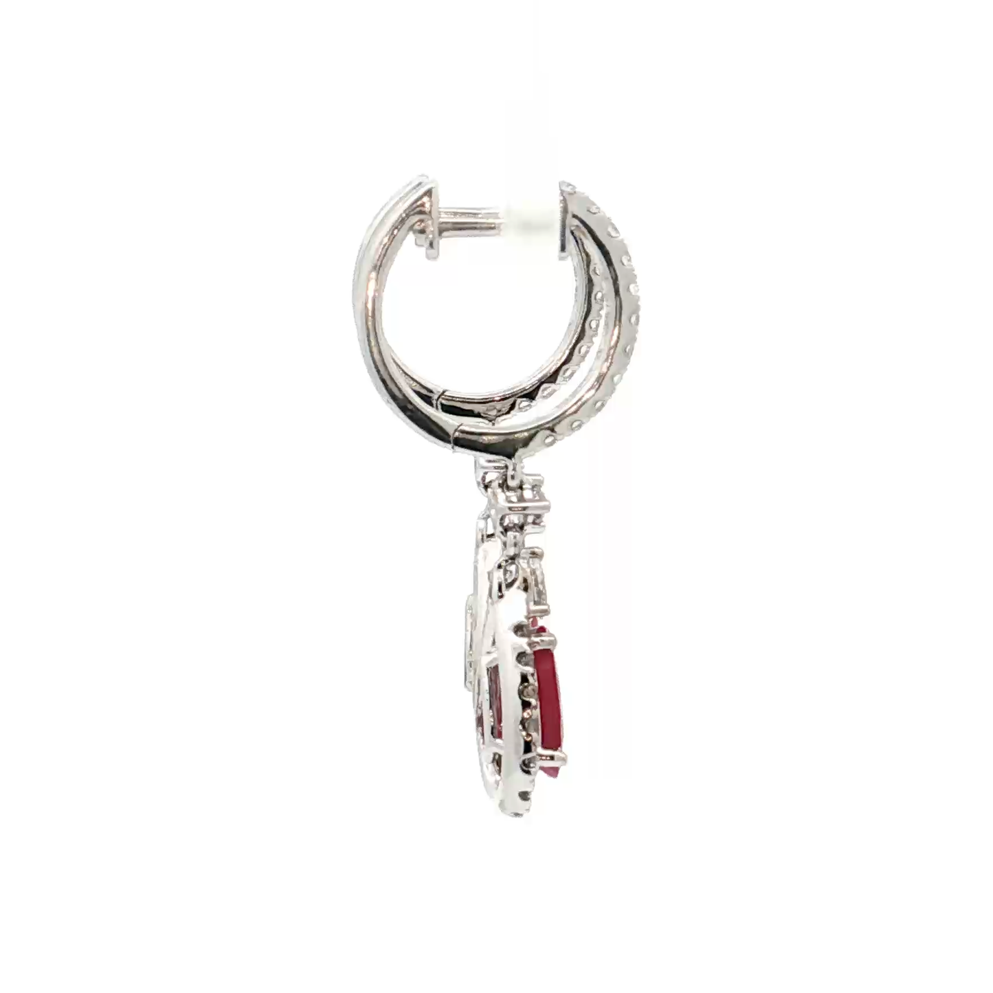 White Gold Ruby & Diamond Earrings
