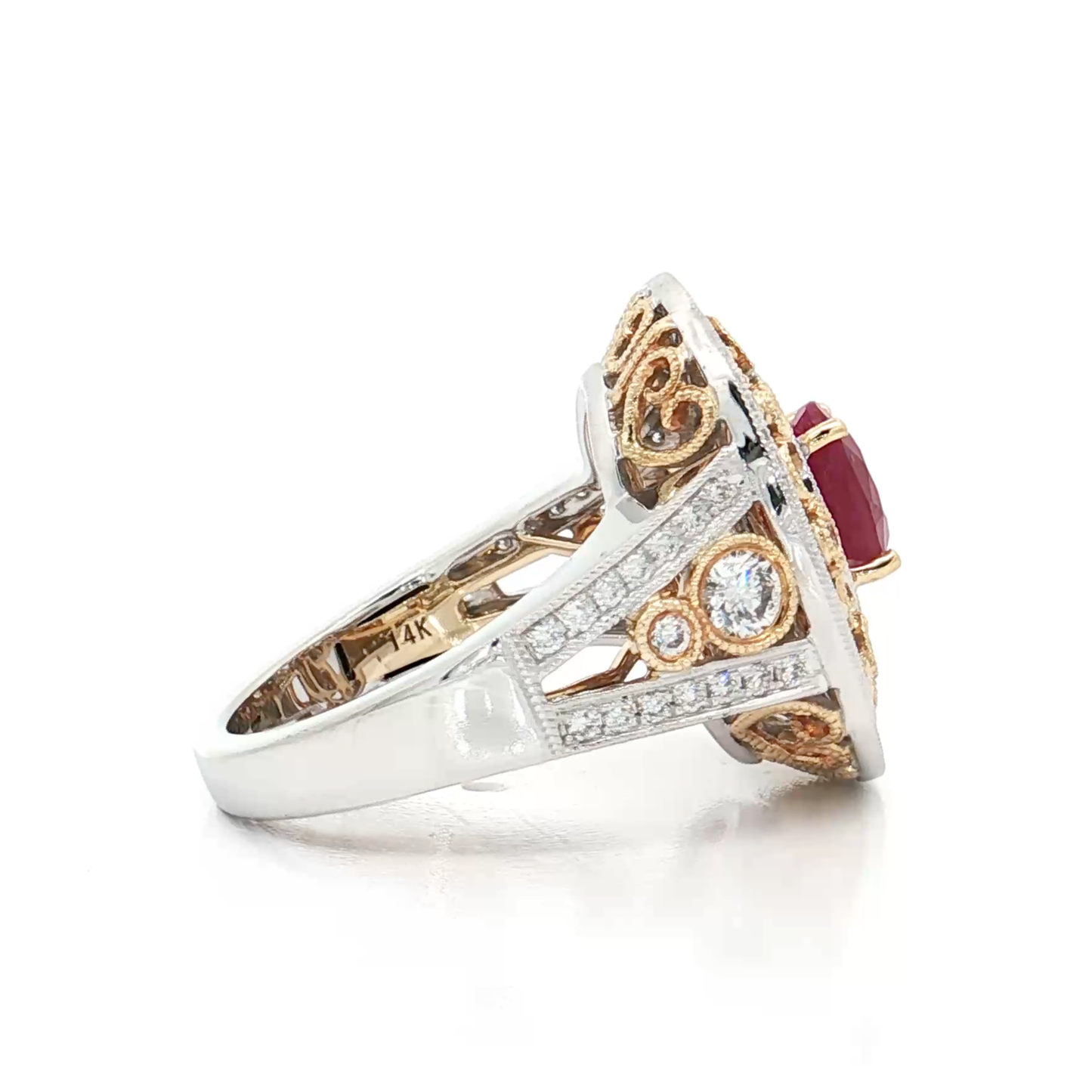 White & Yellow Gold Ruby Diamond Ring