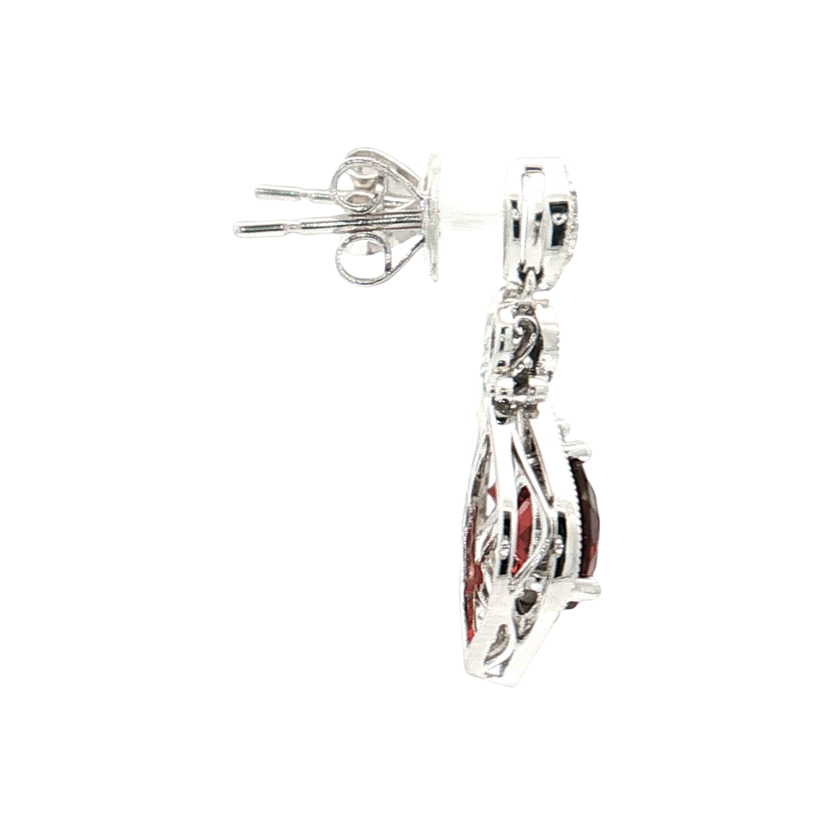 White Gold Garnet & Diamond Earrings