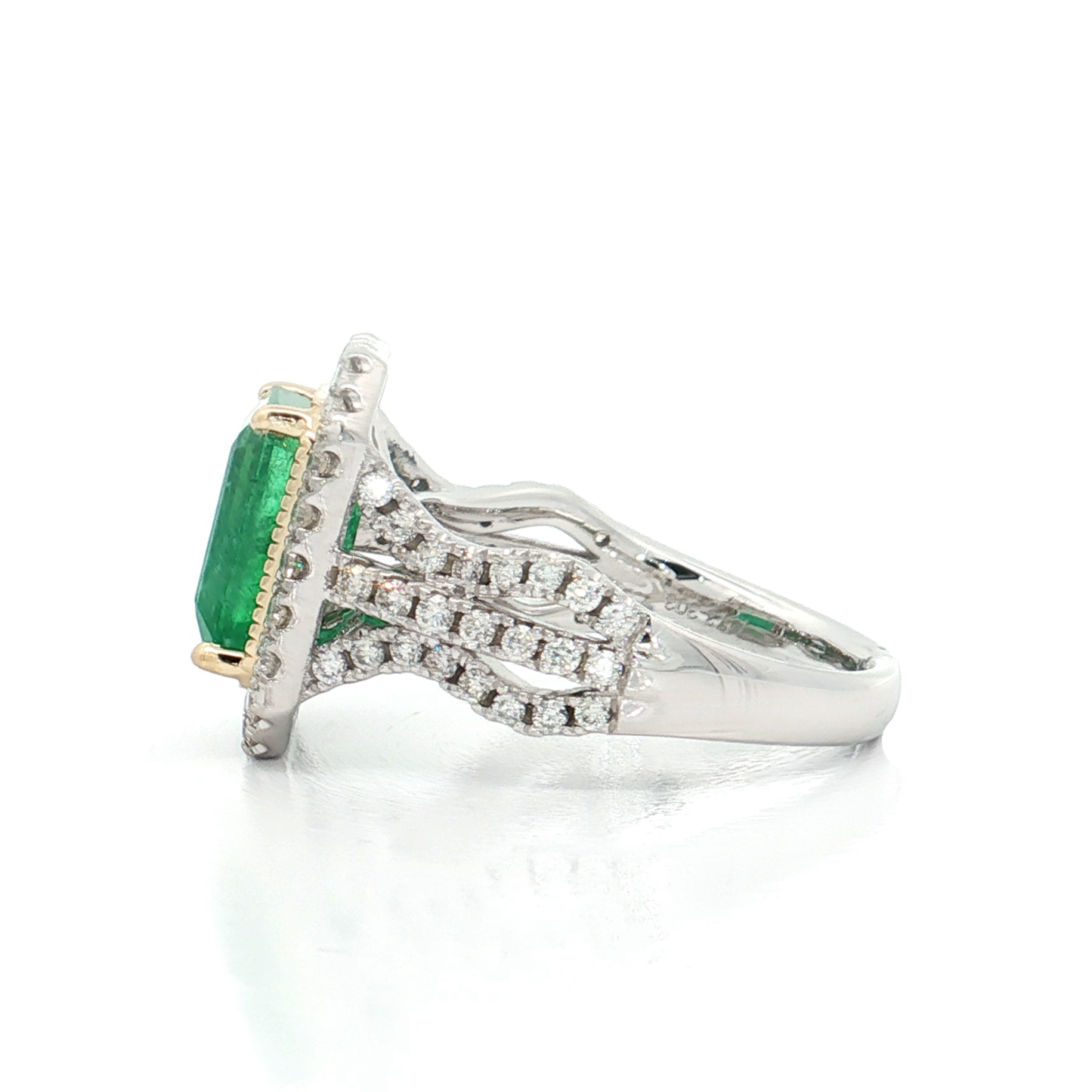 Platinum Emerald & Diamond Ring