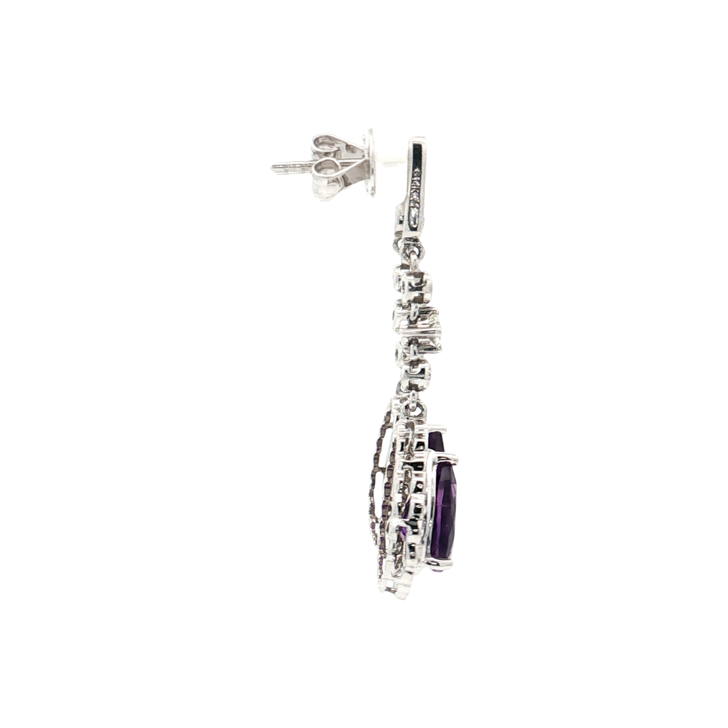 White Gold Amethyst & Diamond Earrings