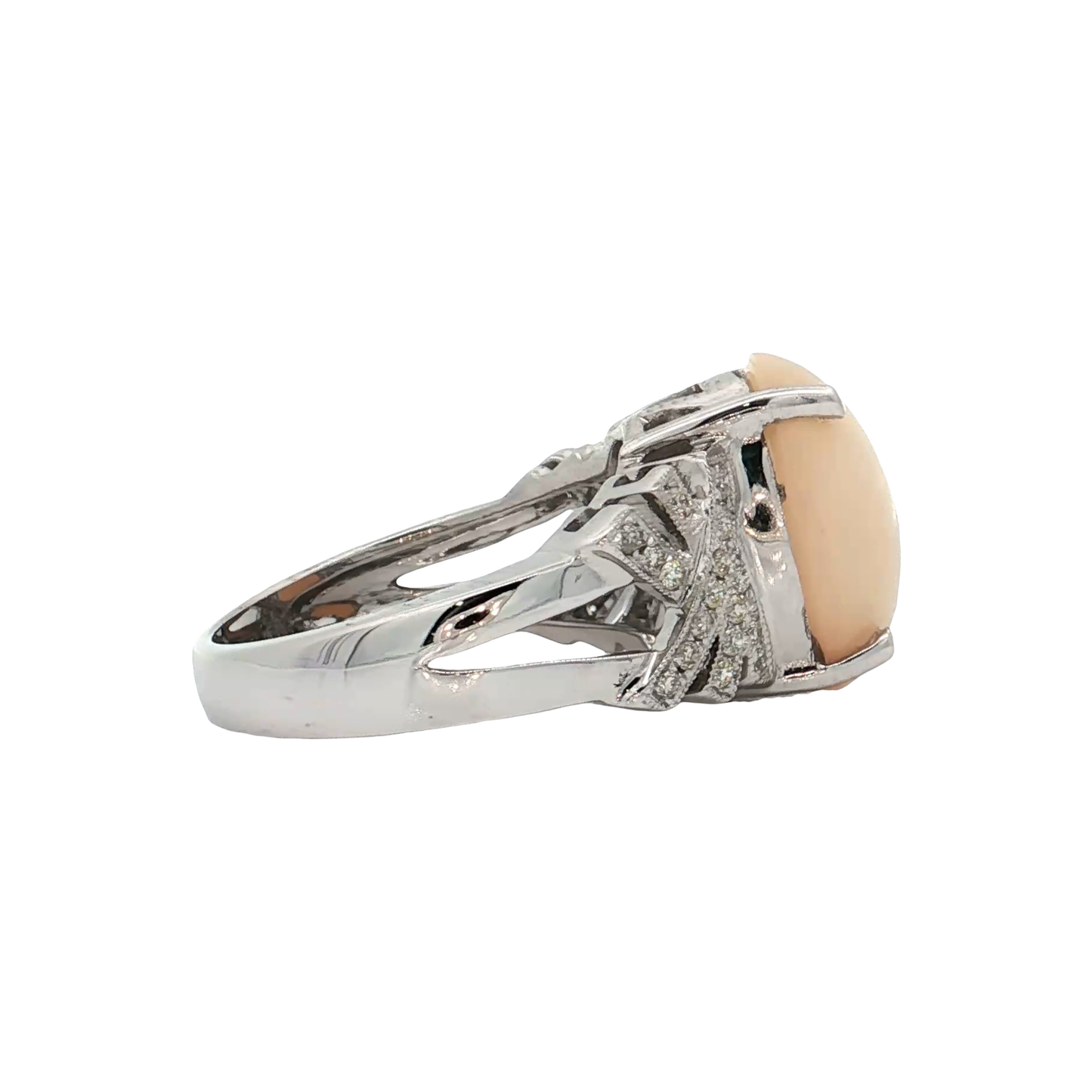 White Gold Opal & Diamond Ring