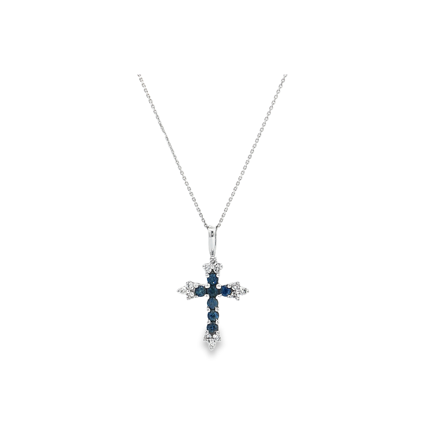 White Gold Sapphire & Diamond Cross