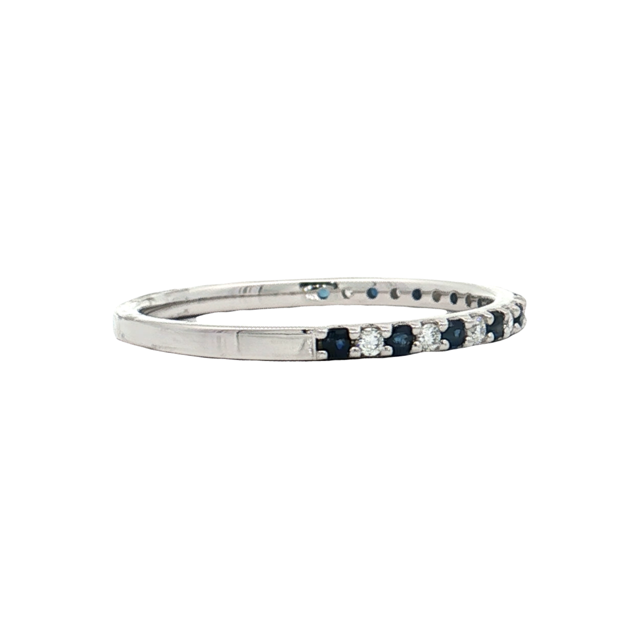 White Gold Sapphire & Diamond Wedding Band