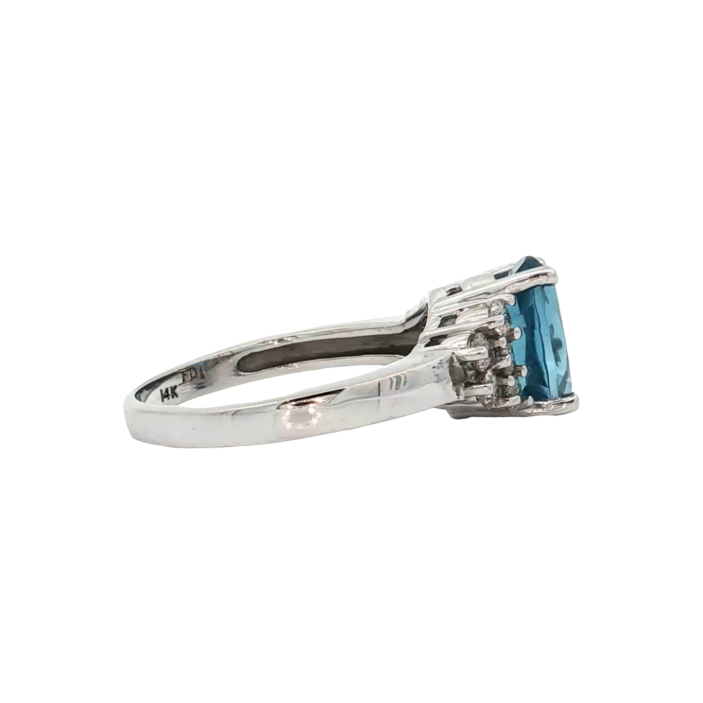 White Gold Blue Topaz & Diamond Ring