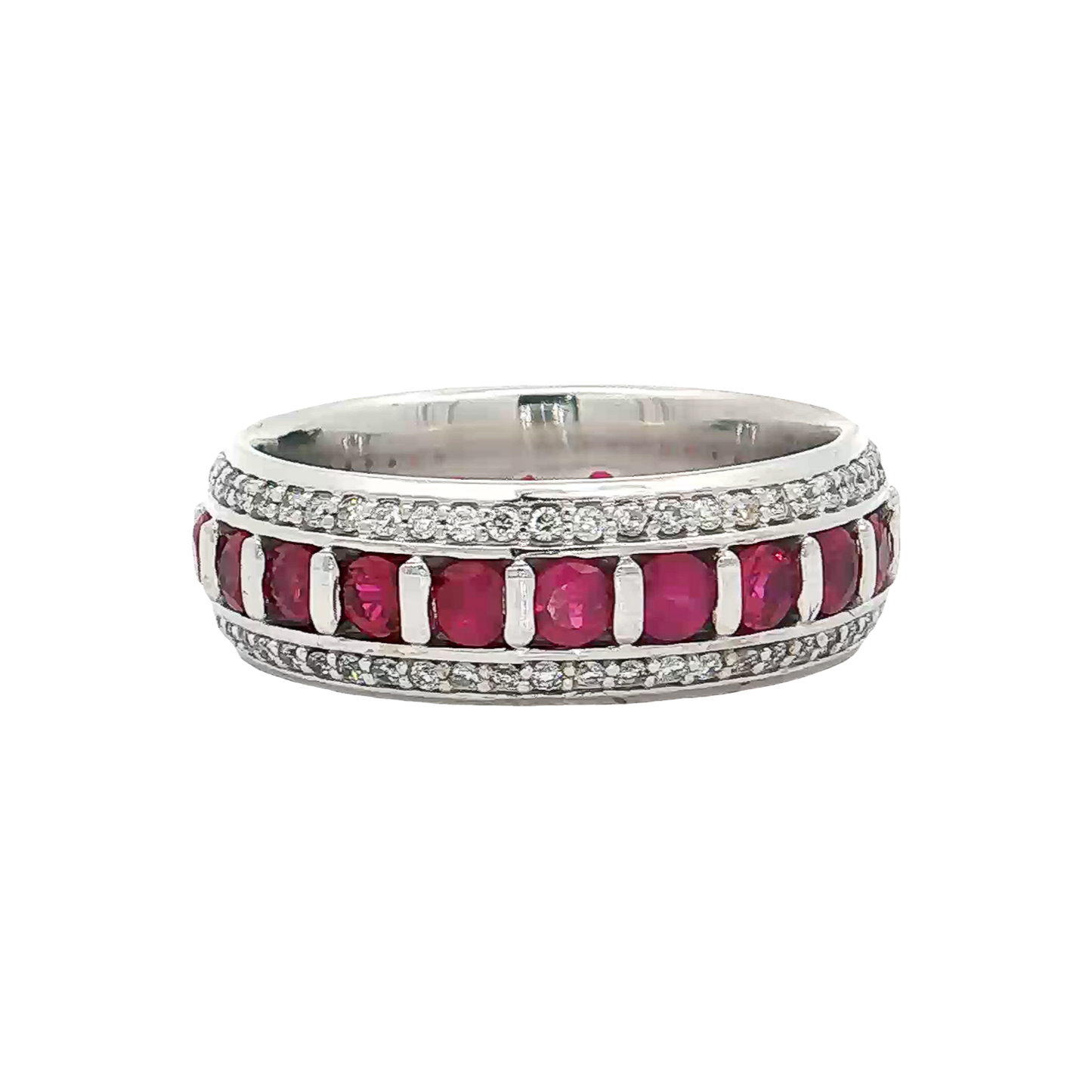 White Gold Ruby & Diamond Band