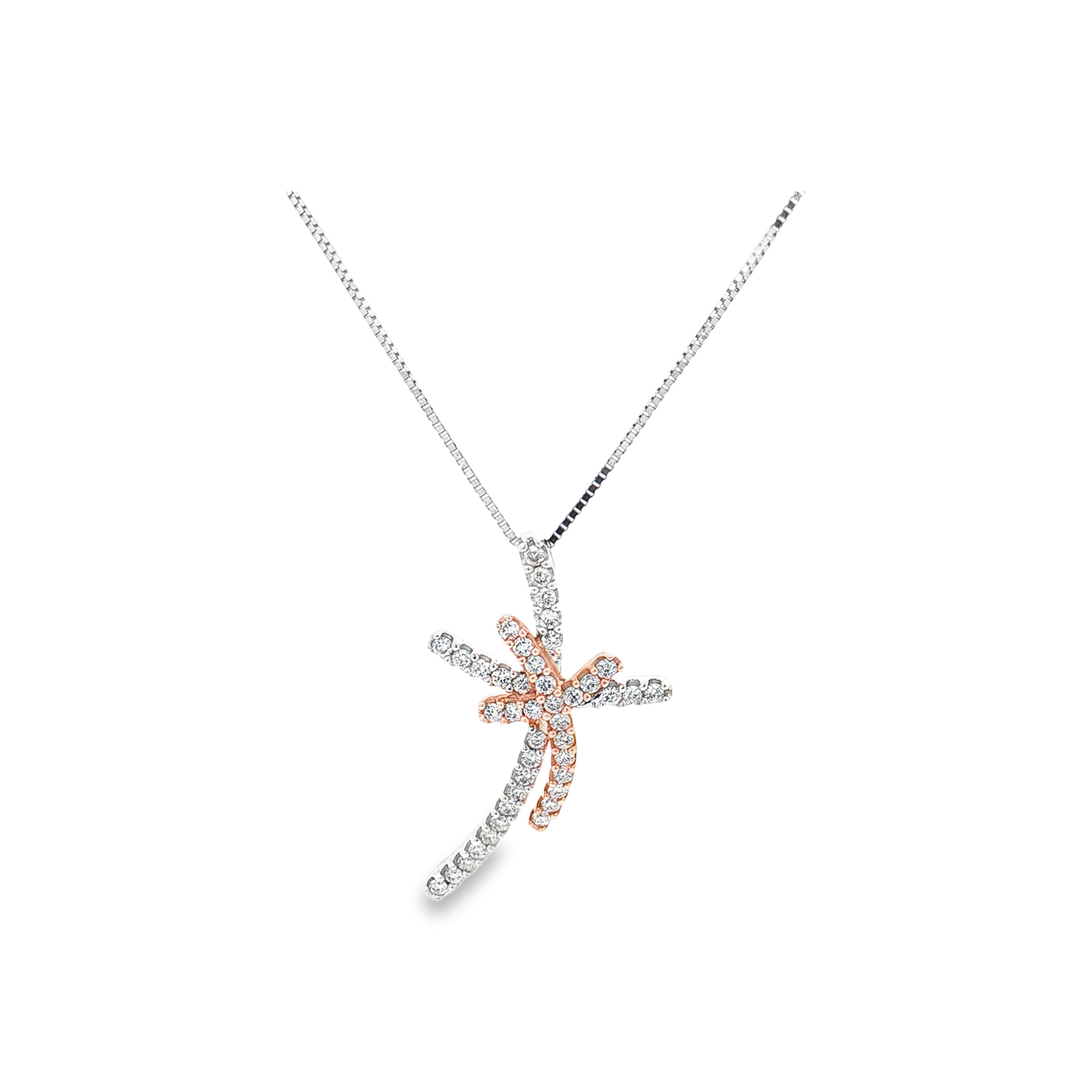 White & Rose Gold Diamond Cross