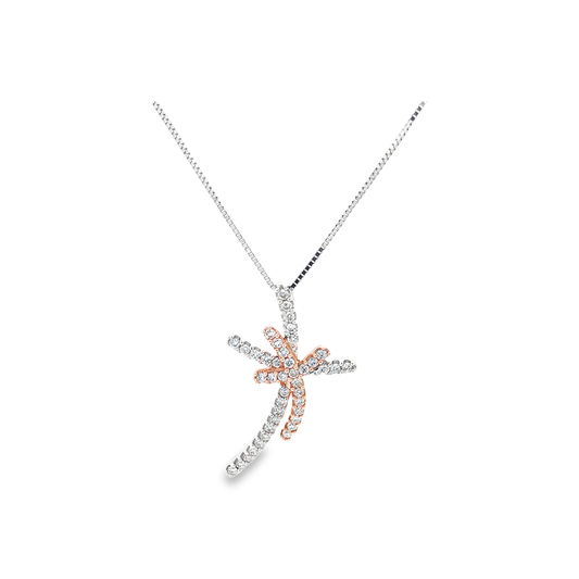 White & Rose Gold Diamond Cross