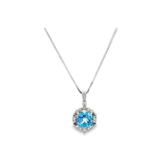 White Gold Topaz & Diamond Necklace