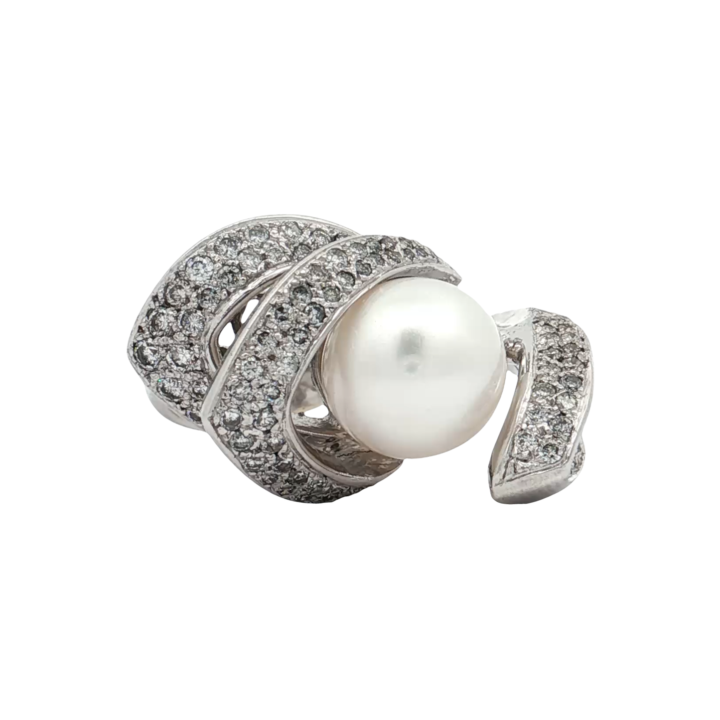White Gold Pearl & Diamond Ring