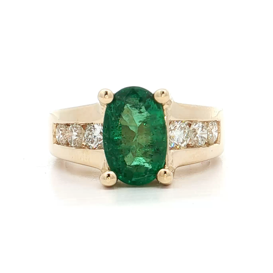 Yellow Gold Emerald & Diamond Ring