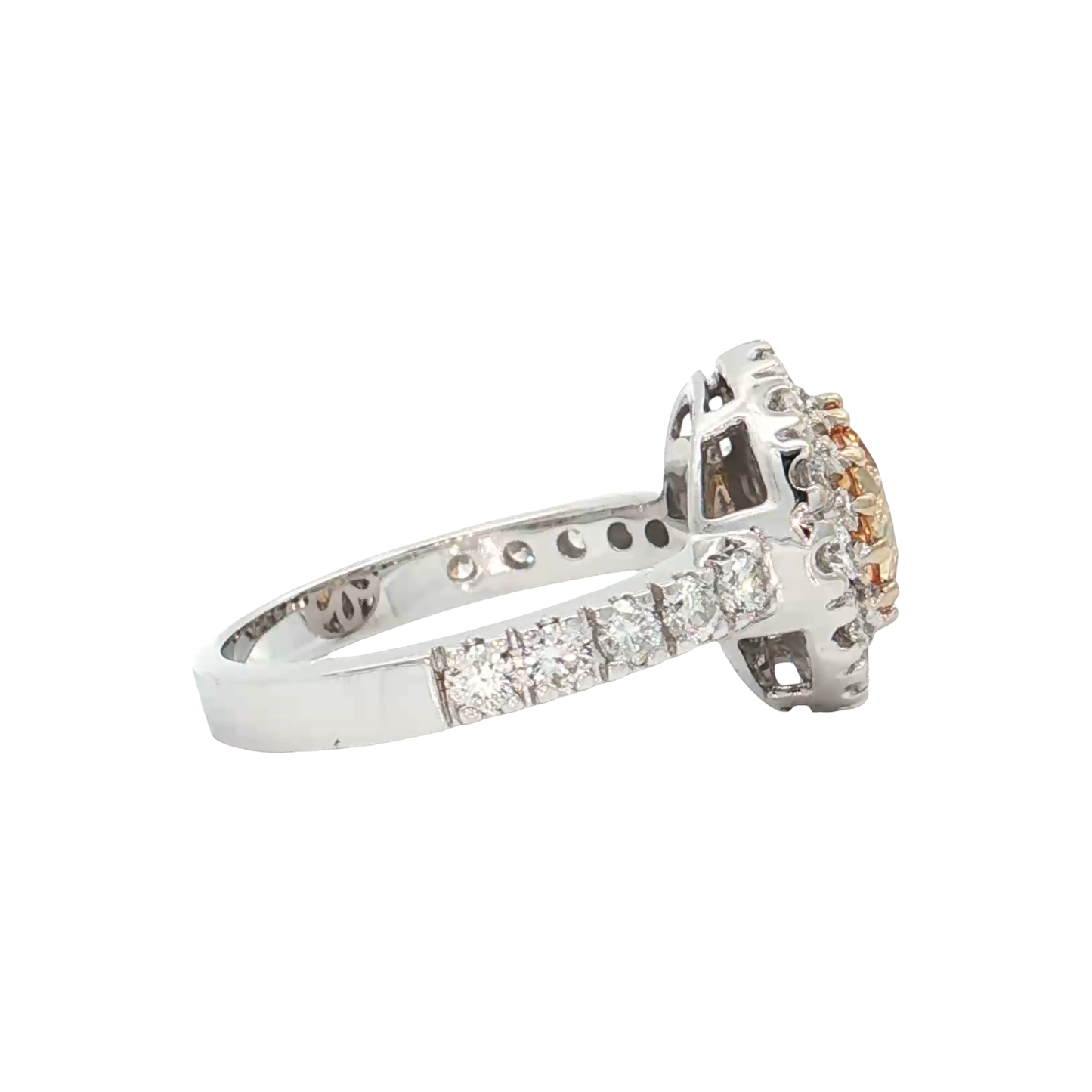 White Gold Honey Topaz & Diamond Ring