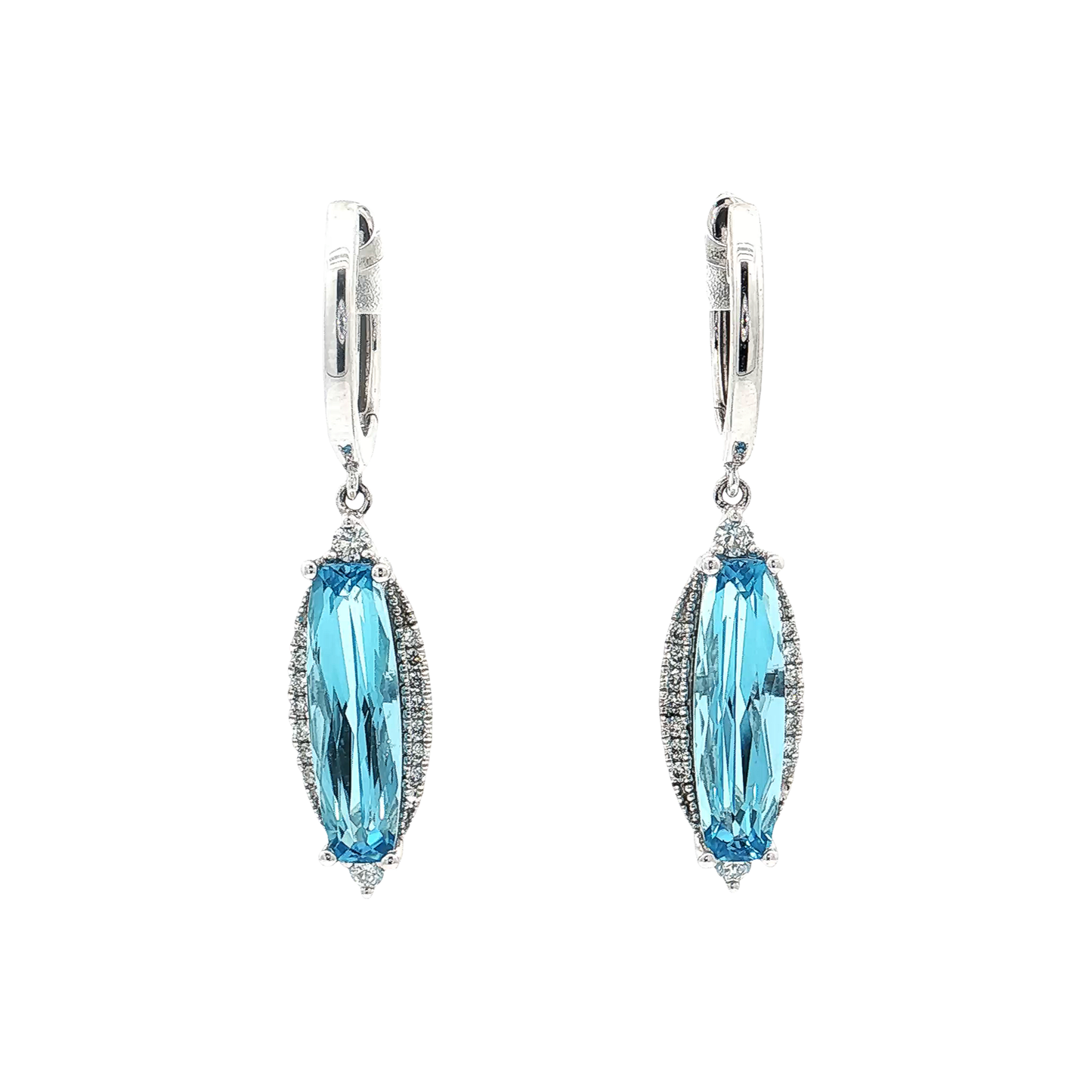 White Gold Topaz & Diamond Earrings