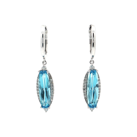 White Gold Topaz & Diamond Earrings