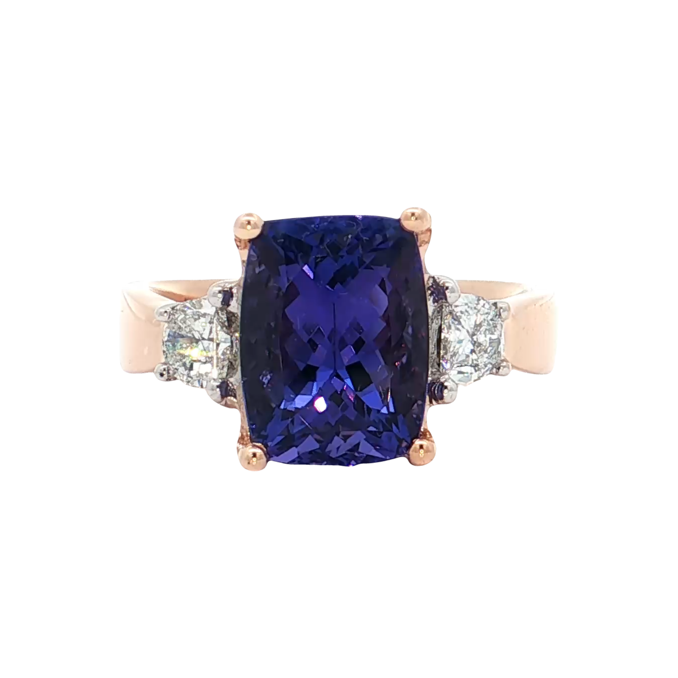 Rose Gold Tanzanite & Diamond Ring