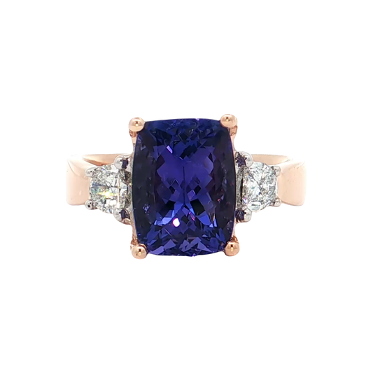 Rose Gold Tanzanite & Diamond Ring
