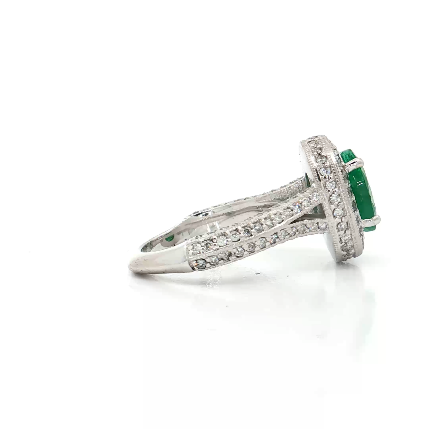 White Gold Emerald & Diamond Ring