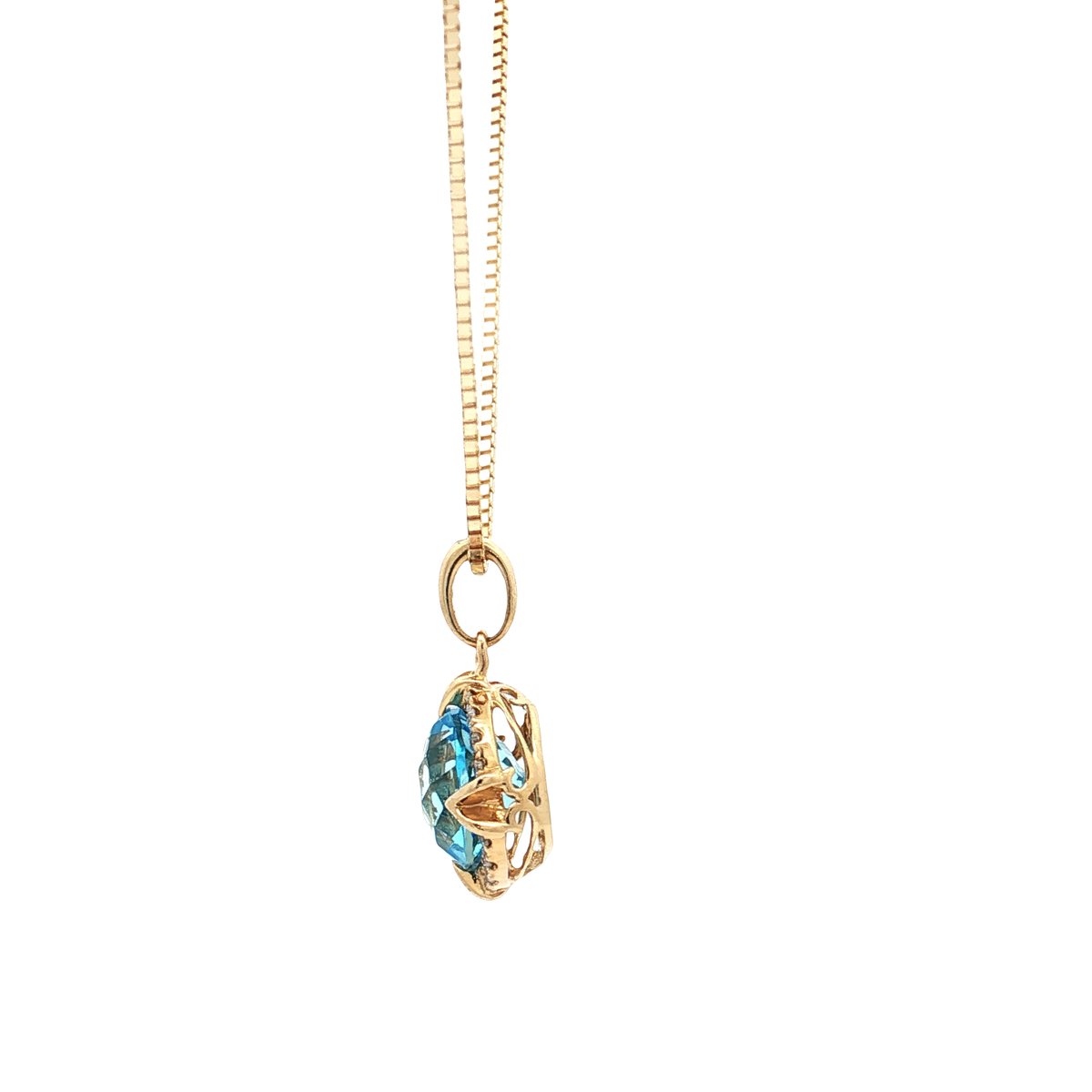 Yellow Gold Topaz & Diamond Necklace