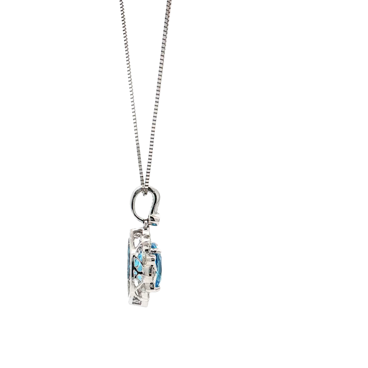 White Gold Topaz & Diamond Necklace