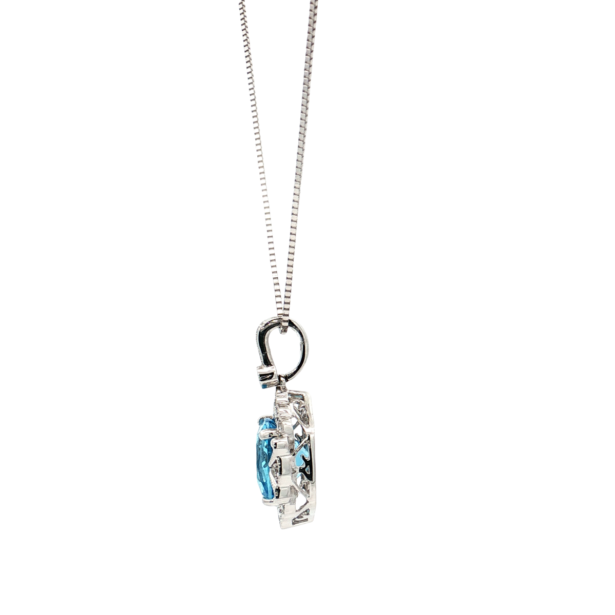 White Gold Topaz & Diamond Necklace