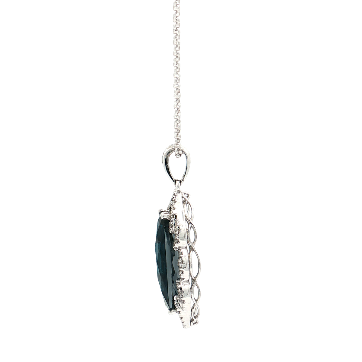 White Gold Topaz & Diamond Necklace