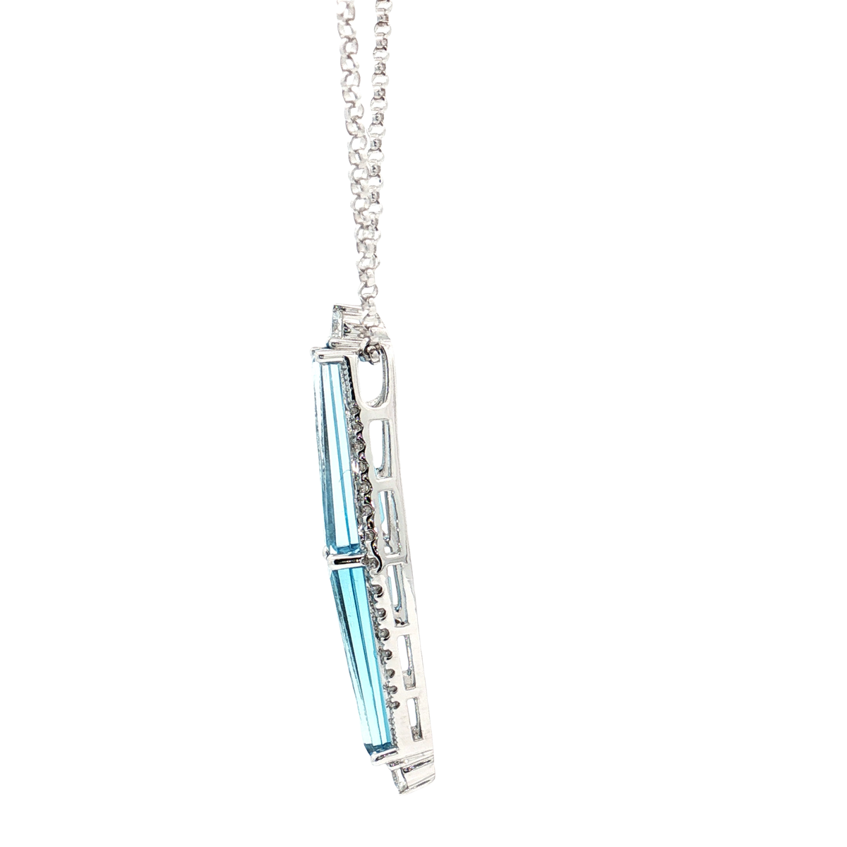 White Gold Topaz & Diamond Necklace
