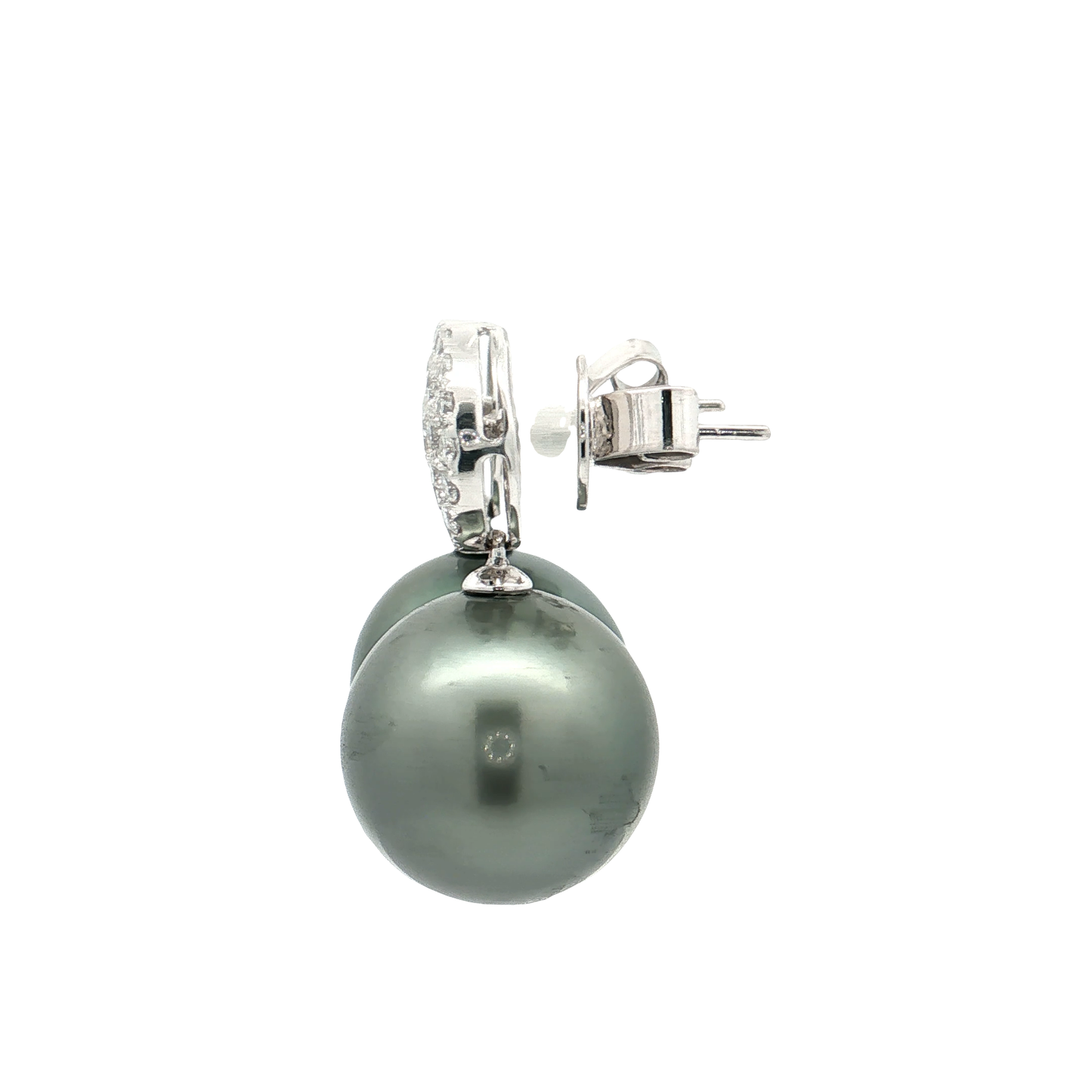 White Gold Pearl & Diamond Earrings