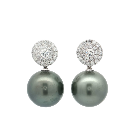 White Gold Pearl & Diamond Earrings