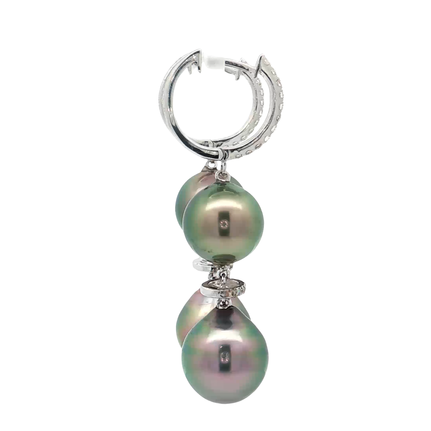 White Gold Pearl & Diamond Earrings