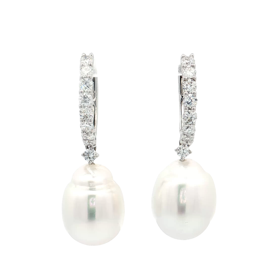 White Gold Pearl & Diamond Earrings