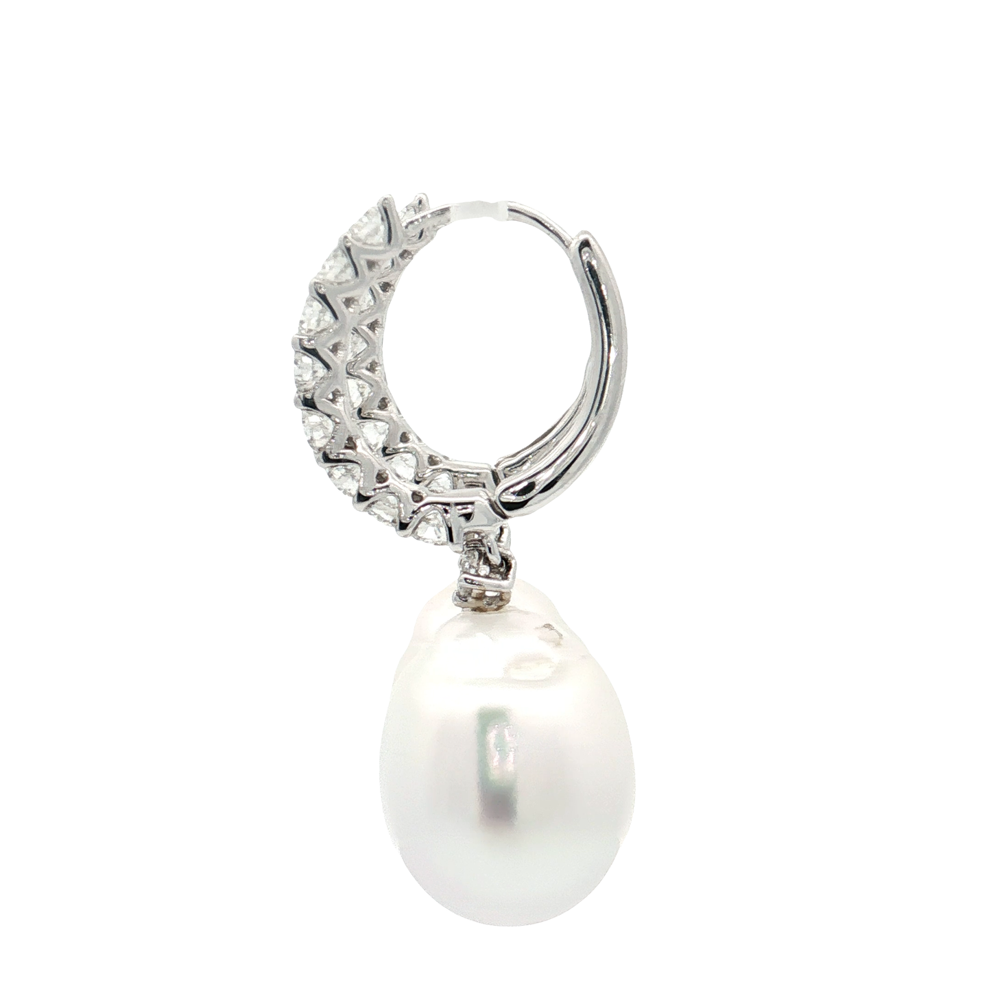 White Gold Pearl & Diamond Earrings