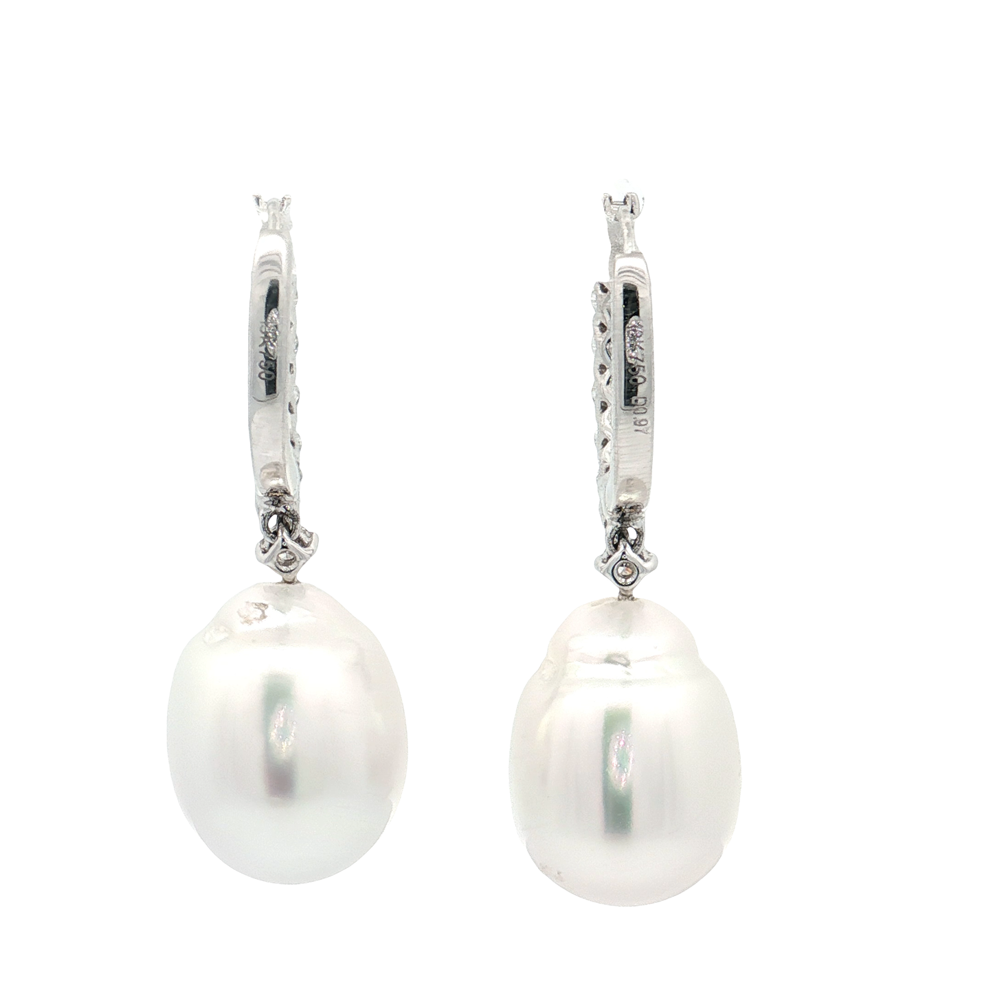 White Gold Pearl & Diamond Earrings
