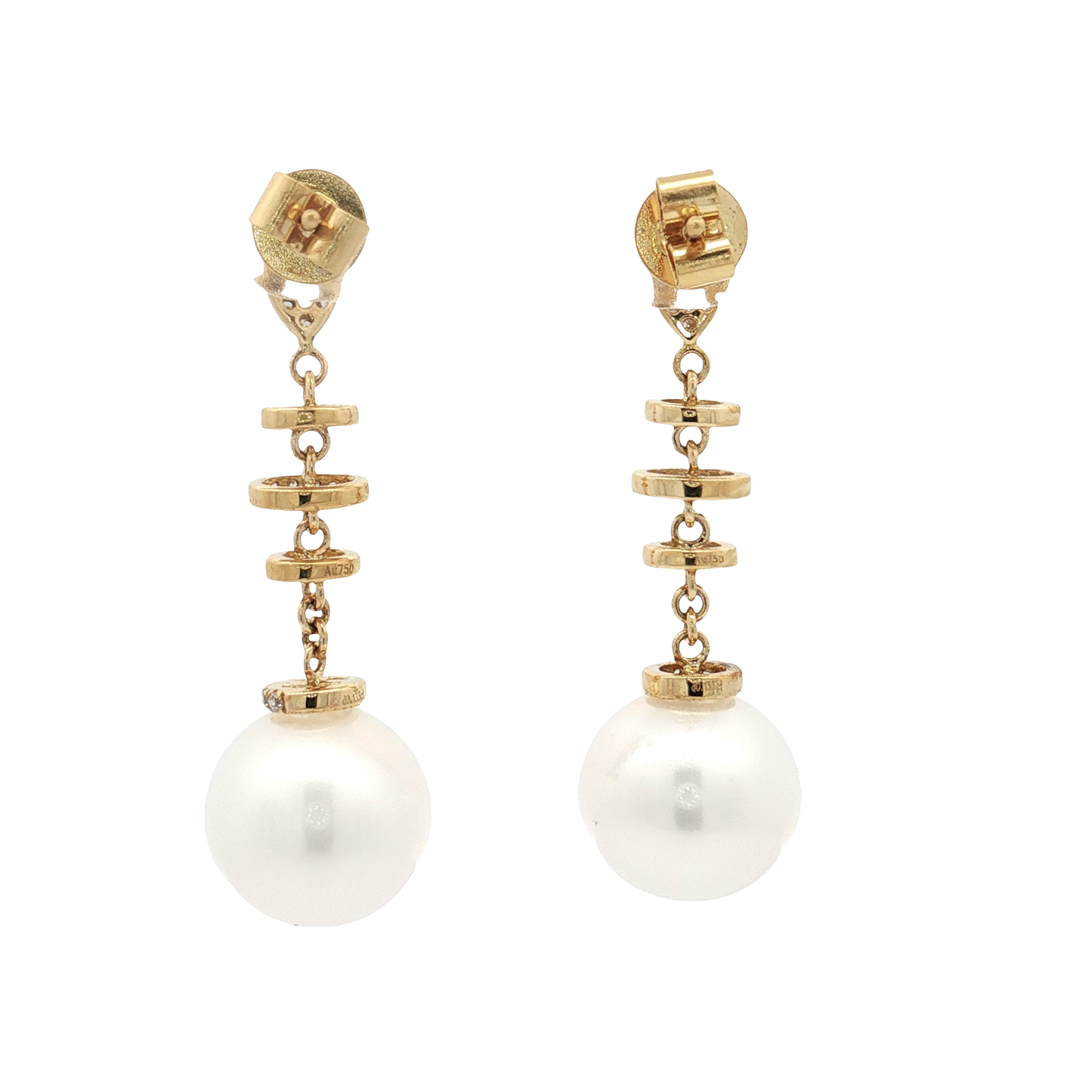 Yellow Gold Pearl & Diamond Earrings
