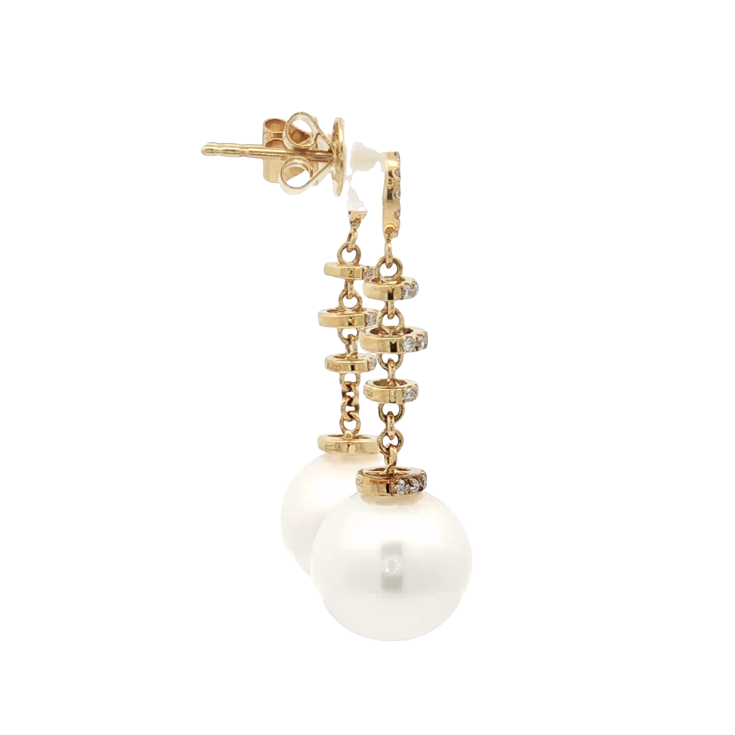 Yellow Gold Pearl & Diamond Earrings