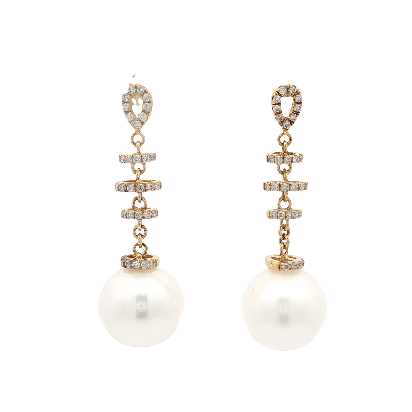 Yellow Gold Pearl & Diamond Earrings