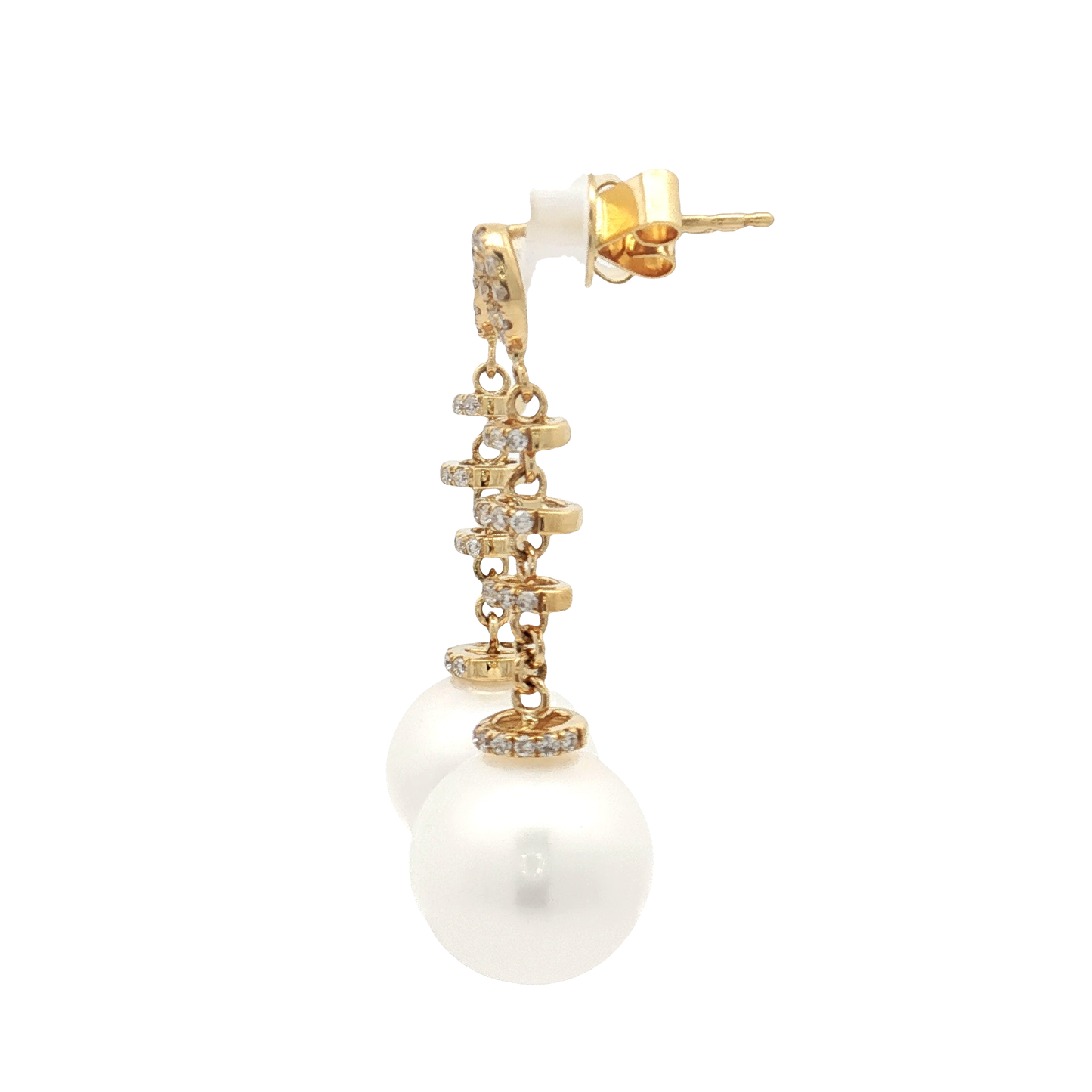 Yellow Gold Pearl & Diamond Earrings