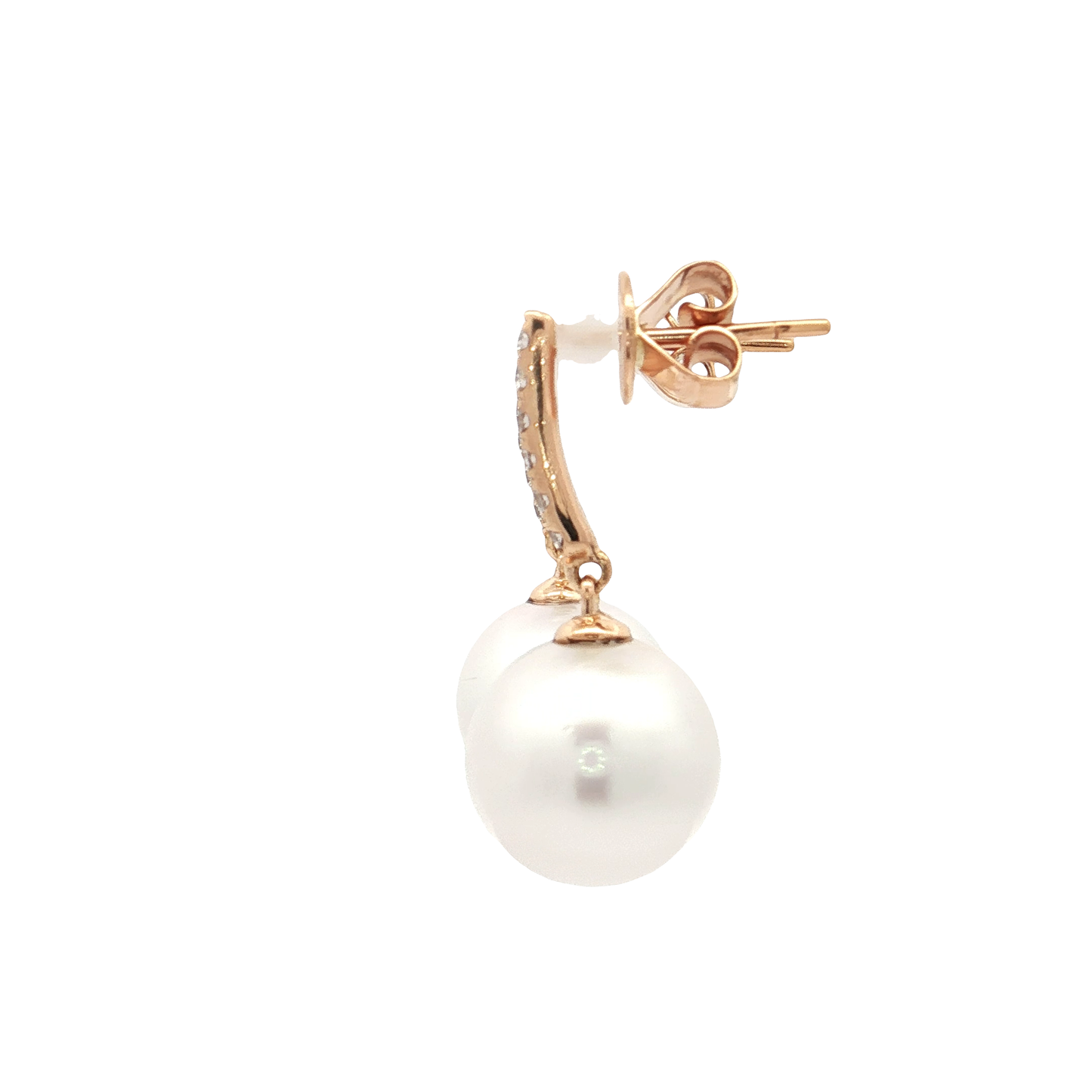 Rose Gold Pearl & Diamond Earrings
