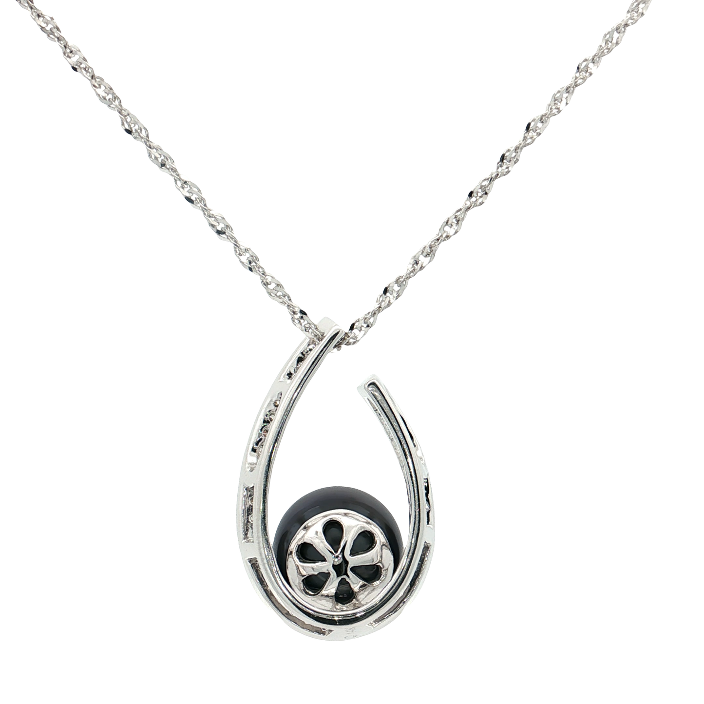 White Gold Pearl & Diamond Necklace